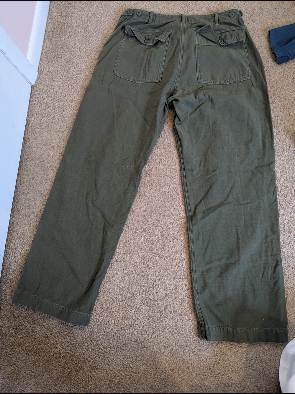 Tellason Fatigue Pant - Olive Sateen Straight Wide Leg 34x30